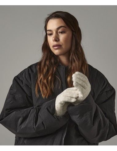 B-BC387-Gants Confortables à Revers en Maille Côtelée
